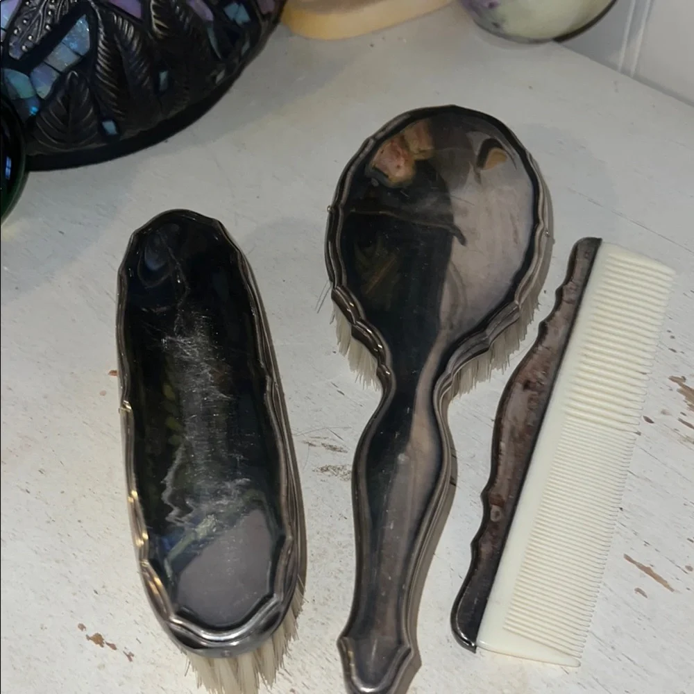 Vintage Silver plate Brush and Comb Set E Gero 75